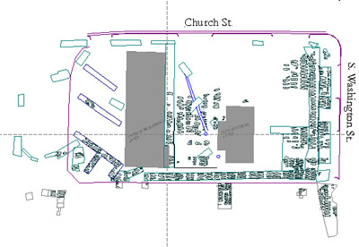 Contrabands and Freedmen Cemetery archaeological site map