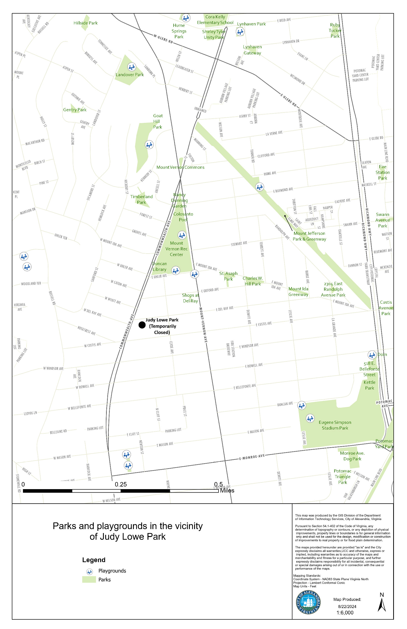 Judy Lowe Park Alternates map