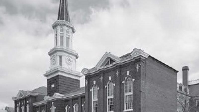 City Hall from Cameron Street, black-and-white photograph