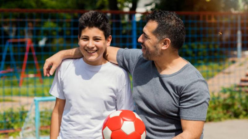 Father and son talking 