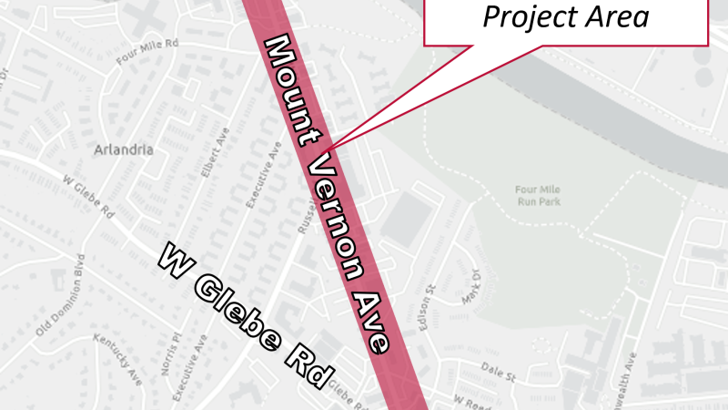 Map of the Mount Vernon Avenue North project area.