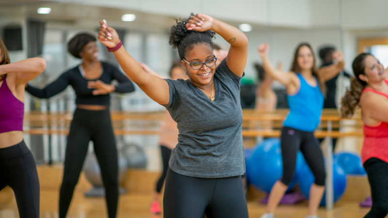 woman dancing in fitness class