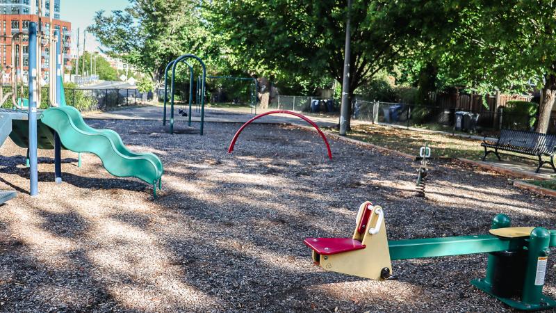 slide and playground in a park