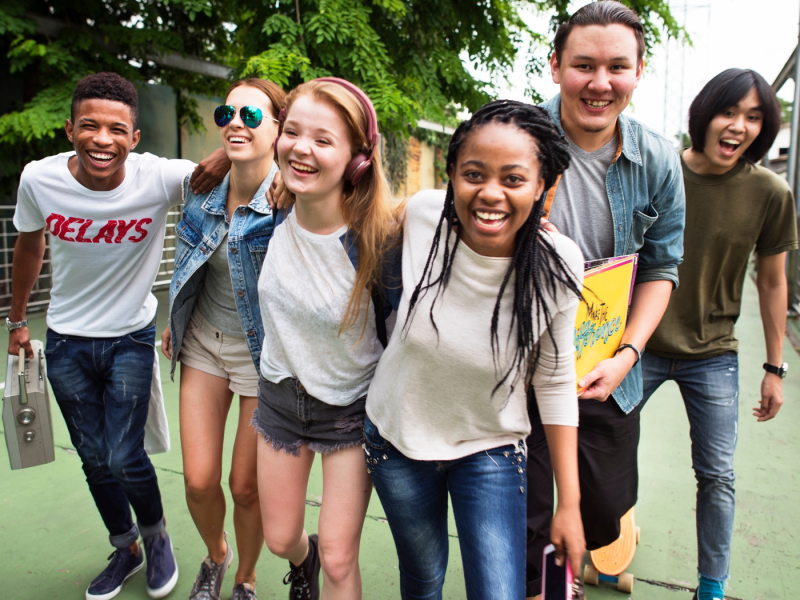 group of teens smiling