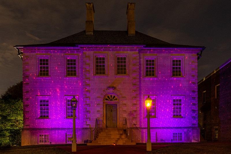 Illumination of the Carlyle House, across Fairfax Street from City Hall and the entrance to the old police station