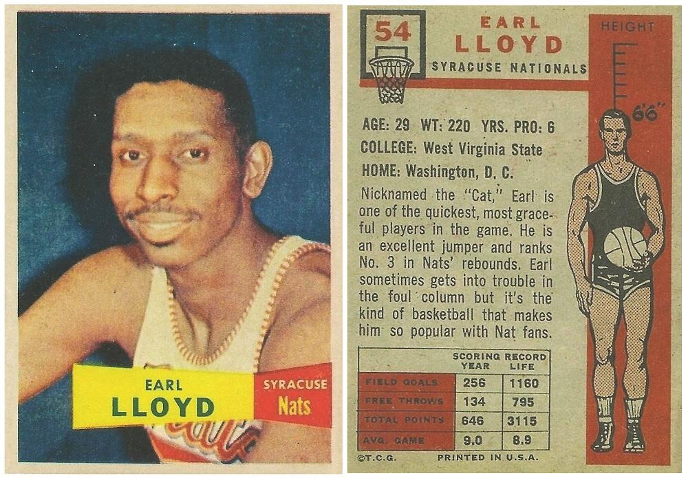 Earl Lloyd, portrait and Syracuse Nationals program, 1957