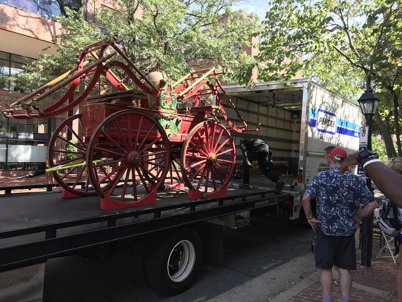 Friendship Firehouse Festival, loading pumper on truck, 2022