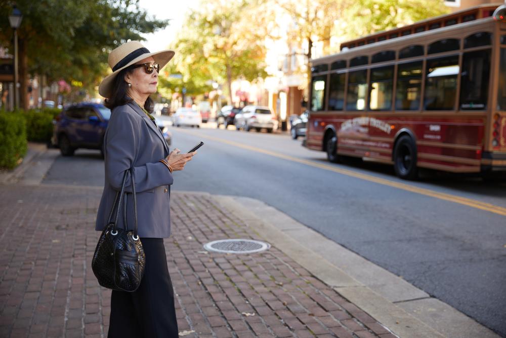 A person waiting for the bus