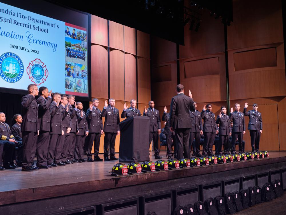 On Jan. 5, 2023, the Alexandria Fire Department welcomed and celebrated 17 new firefighter/EMTs who completed more than 6 months of training at the academy.