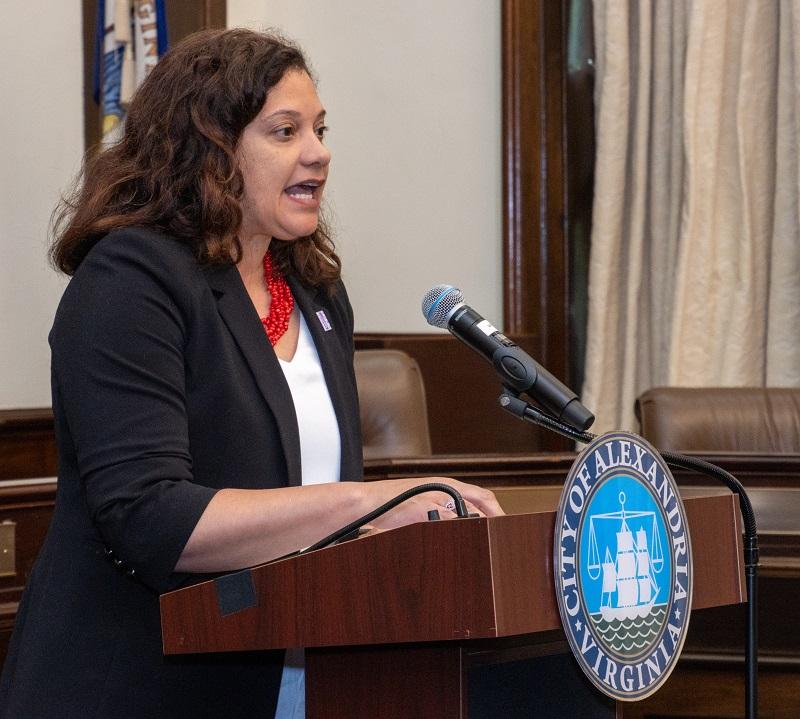 Jacinta Greene at podium