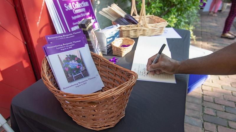 signing remembrance book