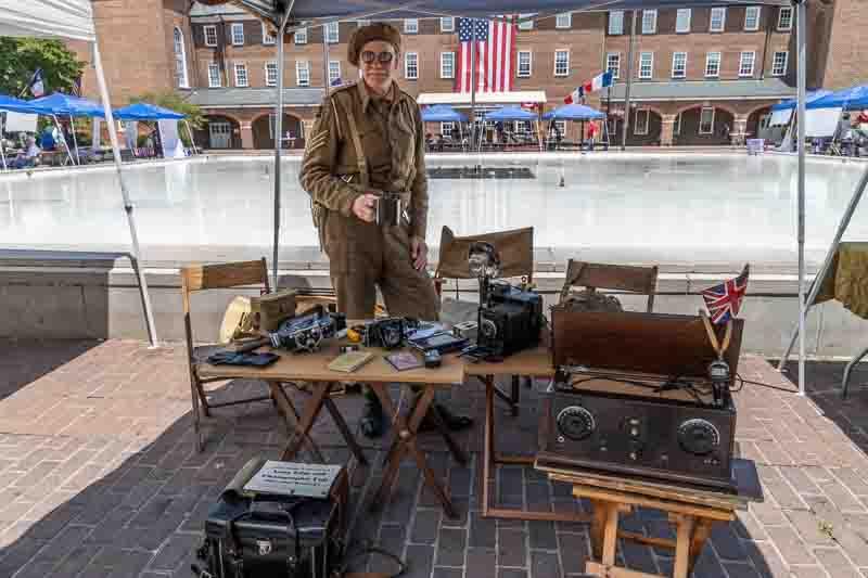 WWII reenactor with equipment