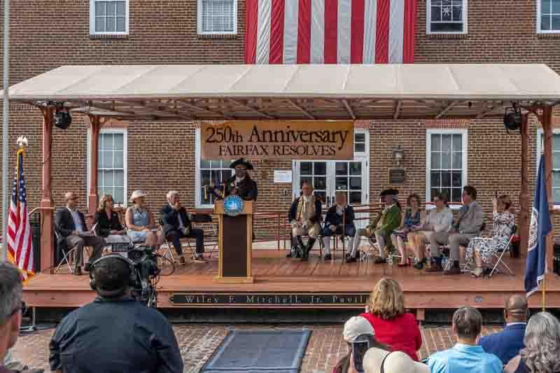 View of stage with speaker at podium