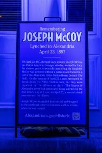 McCoy Illumination City Hall 2022, sign in doorway of former police station