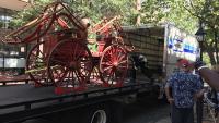 Friendship Firehouse Festival, loading pumper on truck, 2022