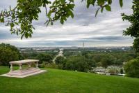 View with table grave, looking down to Memorial Bridge and DC