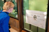 Visitor looking at African American family tree