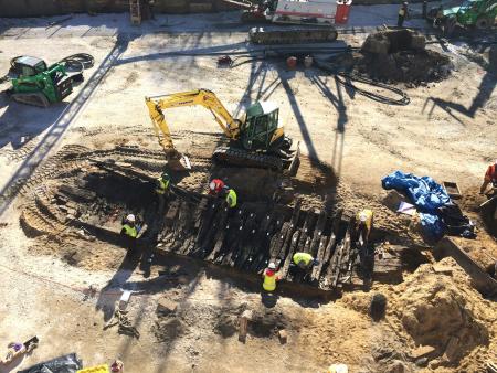 Ship discovered at the Hotel Indigo Site, January 2016