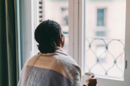 Black woman facing away