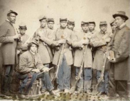 USCT troops posed with weapons