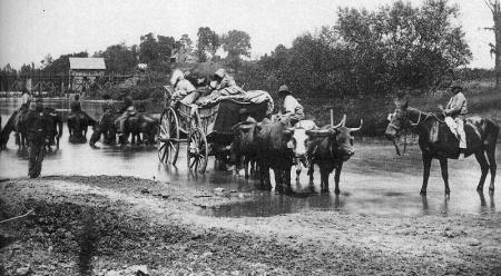 b/w photo of wagons