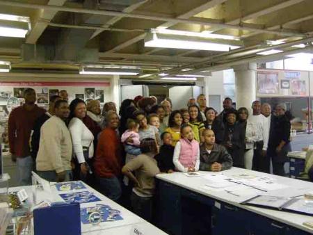 Knapper family in archaeology lab