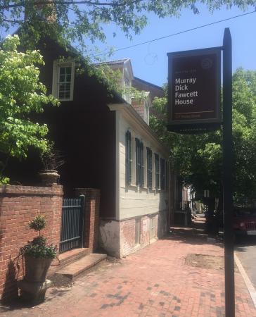 Murray Dick Fawcett House with sign, 2024